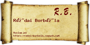 Rádai Borbála névjegykártya